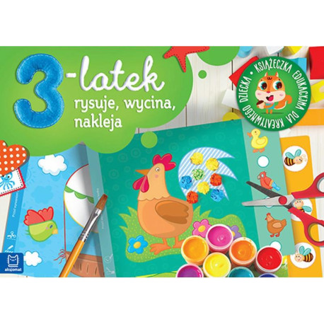 3-LATEK RYSUJE WYCINA I NAKLEJA KSIĄŻECZKA EDUKACYJNA DLA KREATYWNEGO DZIECKA