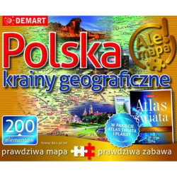 POLSKA - KRAINY GEOGRAFICZNE. PUZZLE 200 ELEMENTÓW + ATLAS I PLAKAT