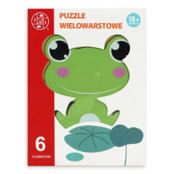 Mi-Toys, Puzzle wielowarstwowe, żabka, 6 el.