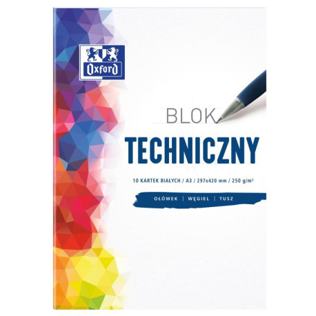 BLOK TECHNICZNY BIAŁY 10 ARKUSZY A3 OXFORD