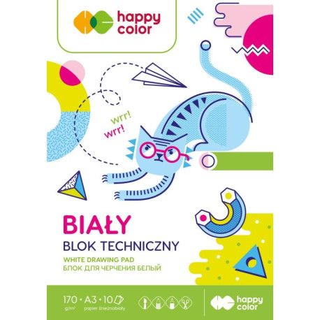 BLOK TECHNICZNY BIAŁY A3 10 ARKUSZY 170G HAPPY COLOR