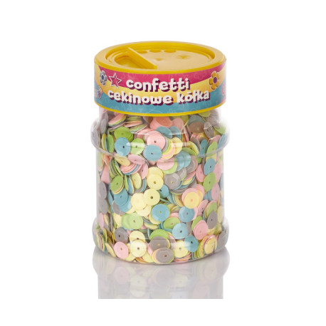 CONFETTI CEKINOWE KÓŁKA PASTEL - MIX KOLORÓW 100G