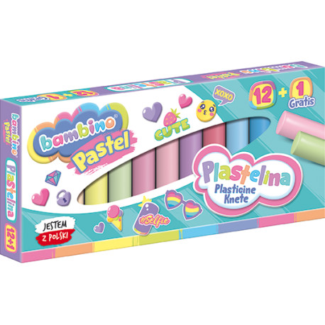 PLASTELINA BAMBINO PASTEL 12 KOLORÓW + 1 GRATIS