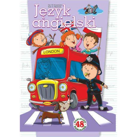 JĘZYK ANGIELSKI. KOLOROWANKA Z NAKLEJKAMI