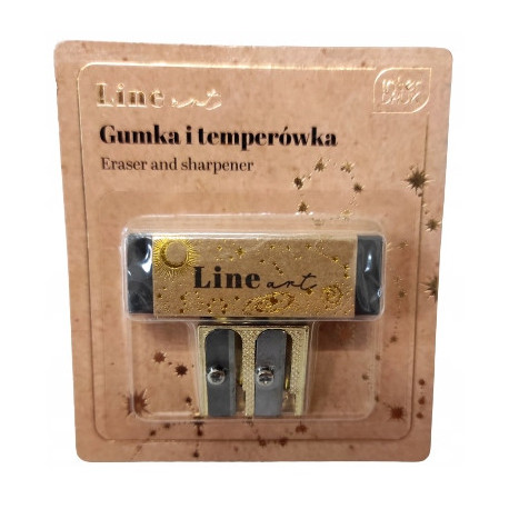 Zestaw gumka  + temperówka INTERDRUK czarno  złota