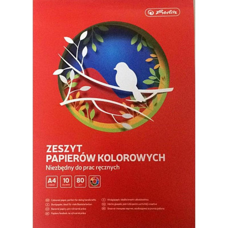 ZESZYT PAPIERÓW KOLOROWYCH 10 KOLORÓW A4