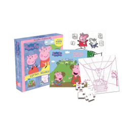 ŚWINKA PEPPA WESOŁE ZABAWY KSIĄŻKA + PUZZLE DWUSTRONNE XXL 36 ELEMENTÓW