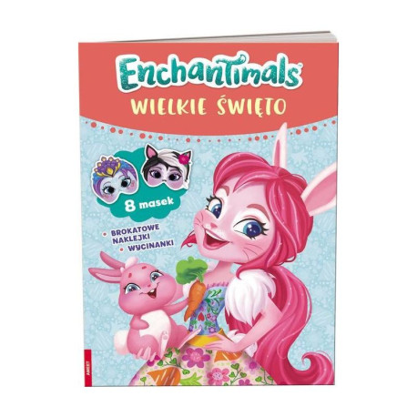 ENCHANTIMALS WIELKIE ŚWIĘTO 8 MASEK BROKATOWE NAKLEJKI WYCINANKI