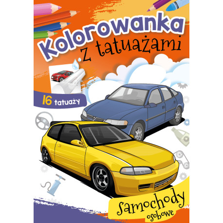 SAMOCHODY OSOBOWE. KOLOROWANKA Z TATUAŻAMI