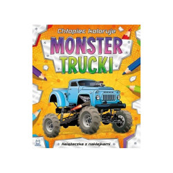 MONSTER TRUCKI CHŁOPIEC KOLORUJE KSIĄŻECZKA Z NAKLEJKAMI