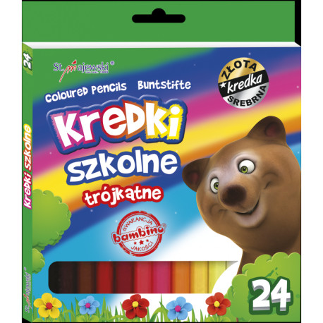 KREDKI SZKOLNE TRÓJKĄTNE 24 KOLORY BAMBINO