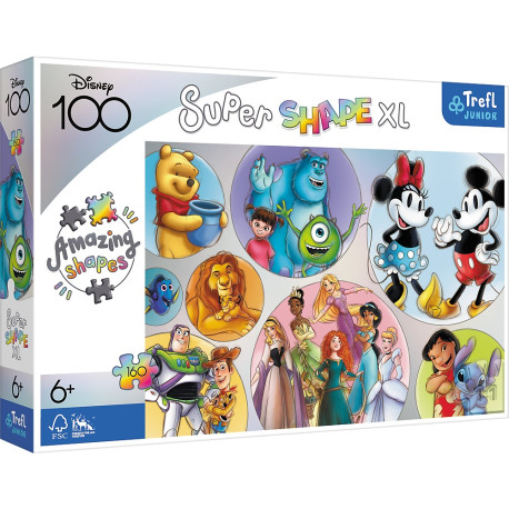 PUZZLE 160 SUPER SHAPE XL KOLOROWY ŚWIAT DISNEY 50033 OUTLET