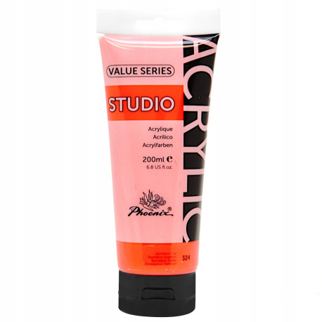 Farba akrylowa Phoenix STUDIO 200ml 324 Vermilion - czerwono-pomarańczowa