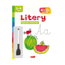 LITERY. RYSUJĘ I ŚCIERAM. AKADEMIA MĄDREGO DZIECKA 3-4 LATA ( brak flamastra)