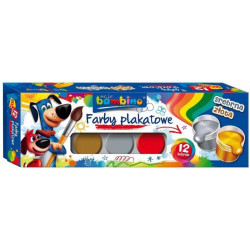FARBY PLAKATOWE 12 KOLORÓW + 1 CIELISTA 20ML (uszkodzone opakowanie)