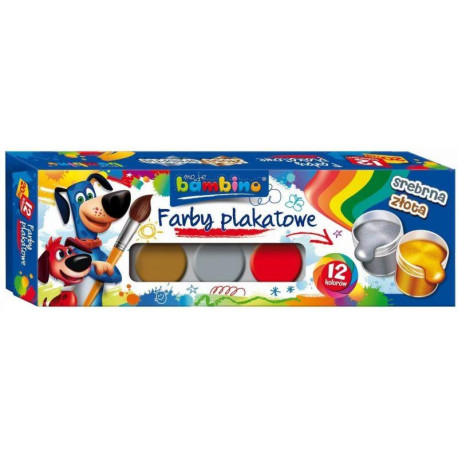 FARBY PLAKATOWE 12 KOLORÓW + 1 CIELISTA 20ML (uszkodzone opakowanie)