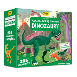 KSIĄŻKA I PUZZLE POZNAWAJ, BAW SIĘ, ODKRYWAJ DINOZAURY 205 ELEMENTÓW OUTLET