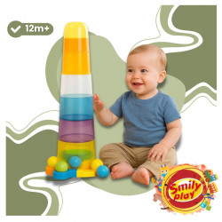 SMILY PLAY Wieża z Piłeczkami Piramidka Sensoryczna Sorter Dla Dzieci 65 cm OUTLET