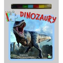 Dinozaury (brak kredek). Książeczki z puzzlami, kolorowankami i kolorową kredką
