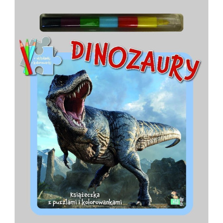 Dinozaury (brak kredek). Książeczki z puzzlami, kolorowankami i kolorową kredką