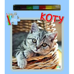 Koty (brak kredek). Książeczki z puzzlami, kolorowankami i kolorową kredką