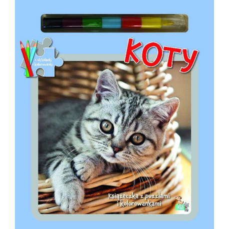 Koty (brak kredek). Książeczki z puzzlami, kolorowankami i kolorową kredką