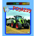 Pojazdy. (brak kredki )Książeczki z puzzlami, kolorowankami i kolorową kredką