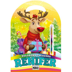 Renifer. Kolorowa gwiazdka  (brak kredek)