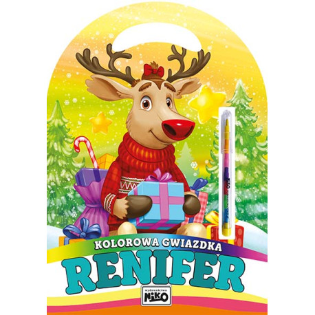 Renifer. Kolorowa gwiazdka  (brak kredek)