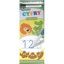 CYFRY DLA DZIECI  (brak pisaka) - DLA DZIECI OD 4 LAT PISZ UCZ SIĘ WYMAZUJ POWTARZAJ