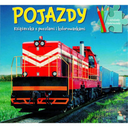 POJAZDY. KSIĄŻECZKA Z PUZZLAMI I KOLOROWANKAMI