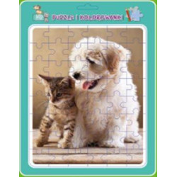 Puzzle w ramce z kolorowanką. Kot i pies MD Creative