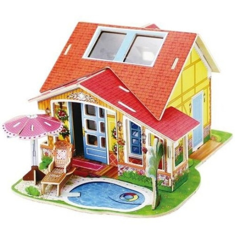 PUZZLE 3D 81 EL. DREWNIANY DOM Z MEBLAMI