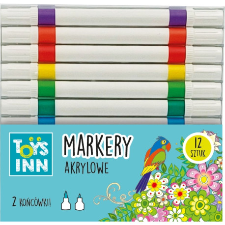 MARKERY AKRYLOWE DWIE KOŃCÓWKI 12 KOLORÓW STN 9162 OUTLET
