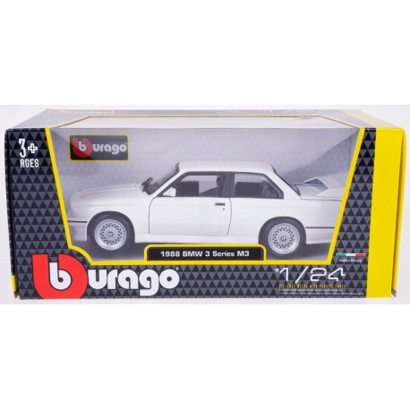 BBURAGO MODEL BMW M3 (E30) 1988 WHITE W/ STRIPE 1:24 Outlet