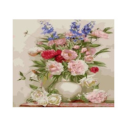 MALOWANIE PO NUMERACH KWIATY W WAZONIE PASTELE Outlet