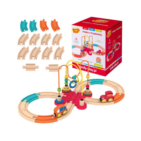 Smily Play Kolejka z Przeplatanką Tory Zestaw Drewniany Outlet