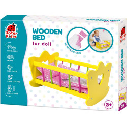 ŁÓŻECZKO DREWNIANE  nietoksyczne MAŁE Z AKCESORIAMI DO SPANIA RW1205 Outlet