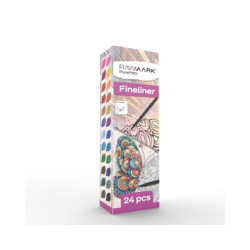 Cienkopisy kolorowe ZESTAW 24 kolorów RAWMARK profesjonalny cienkopis 0,4mm OUTLET