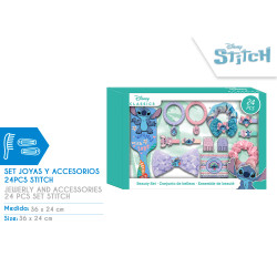 ZESTAW AKCESORIÓW DO WŁOSÓW I BIŻUTERII STITCH 24 ELEMENTY  OUTLET