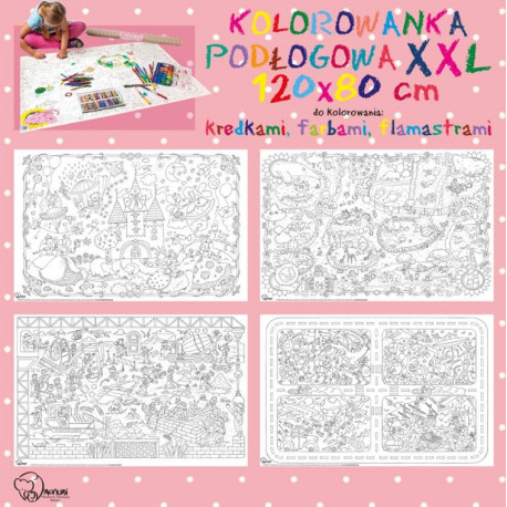 BUDOWA ZABAWA KOLOROWANKA PODŁOGOWA XXL 120 x 80 cm
