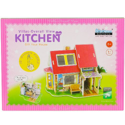 Puzzle 3D 81 el. drewniany dom z meblami dv180 an09 Anek Kitchen 