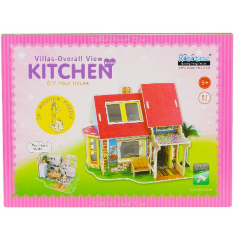 Puzzle 3D 81 el. drewniany dom z meblami dv180 an09 Anek Kitchen 