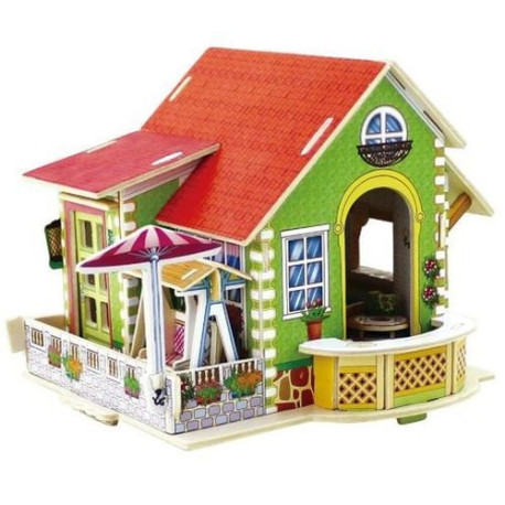 Puzzle 3D 70 el. drewniany dom z meblami dv184 an09 Anek Bedroom