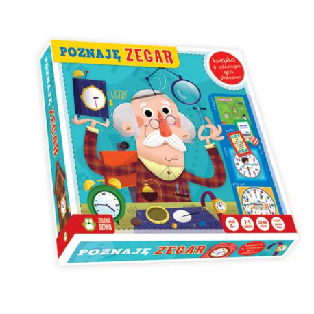 Gra planszowa Poznaję Zegar Książka + Edukacyjna Zielona Sowa