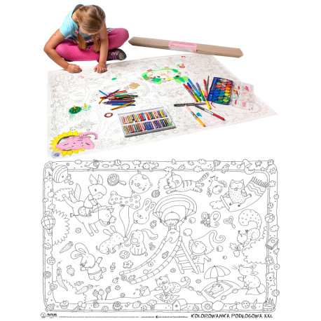 KOLOROWANKA PODŁOGOWA XXL  DLA MALUCHA ZABAWA 120 X 80 CM