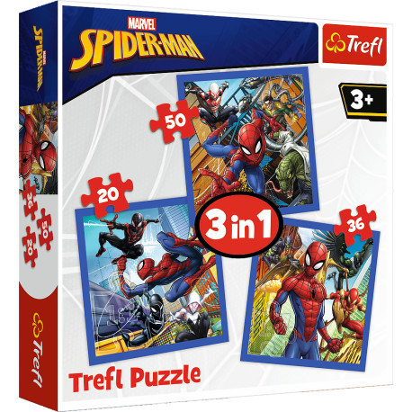 PUZZLE 3W1 (20,36,50) PAJĘCZA SIŁA SPIDER MAN 34841 Outlet