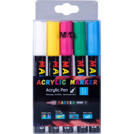 MARKERY AKRYLOWE 1-2MM 5 KOLORÓW MG Outlet