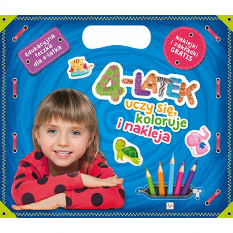 4-LATEK UCZY SIĘ KOLORUJE I NAKLEJA EDUKACYJNA TECZKA DLA 4-LATKA 