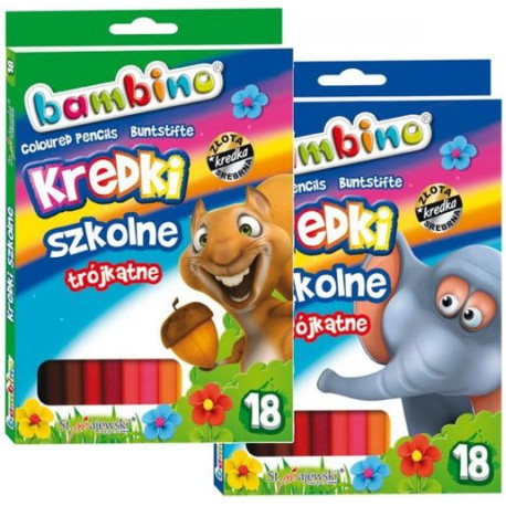 KREDKI OŁÓWKOWE TRÓJKĄTNE BAMBINO 18 KOLORÓW